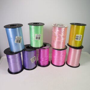 vintage curling ribbon (9) total pastel colors large spools +4lbs